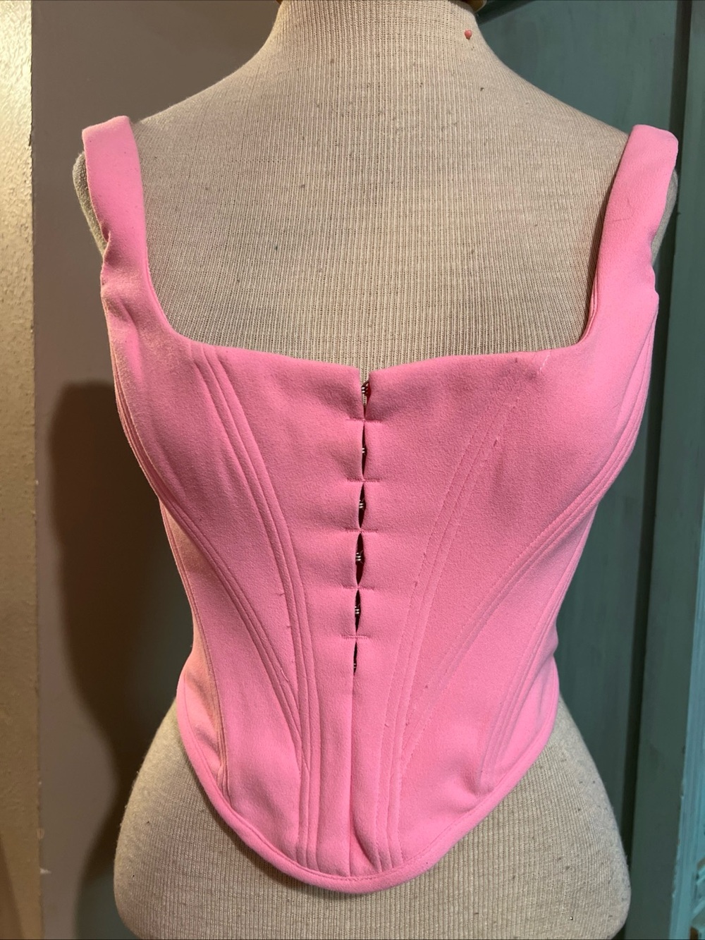 House Of CB Frangelica Boned Corset Crop Top Pepto Pink Size Small S Structured